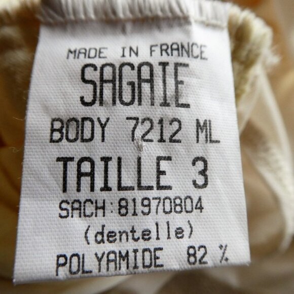 Sagaie Paris Bodysuit Chevron Solid Textured Mock Double Snap Bottom Lycra M - Picture 7 of 8